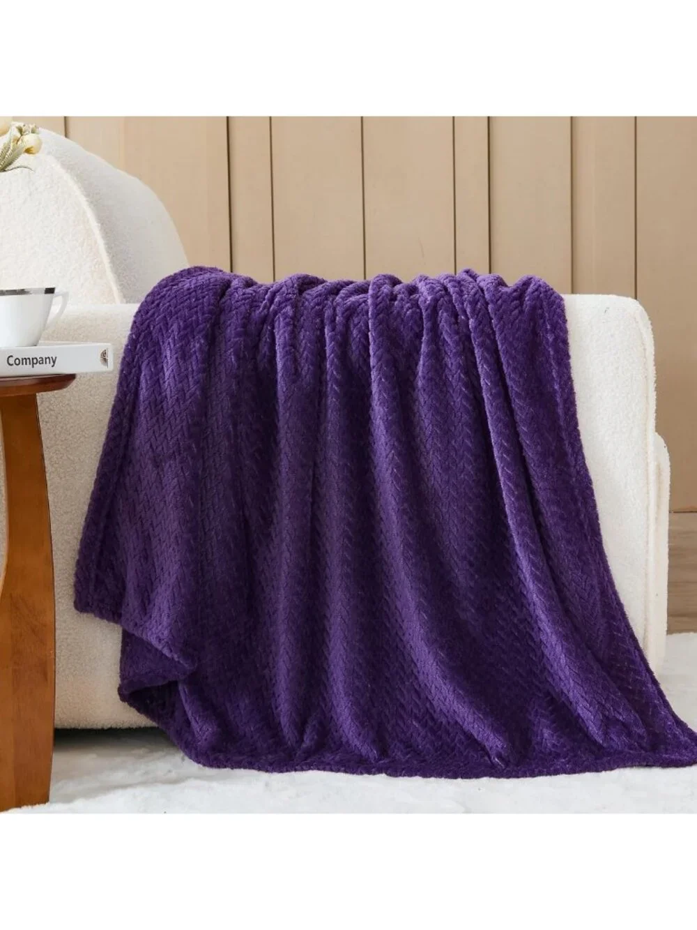 Cozy Dark Purple Soft Throw Blanket - Silky Flannel Fleece, Lightweight, All